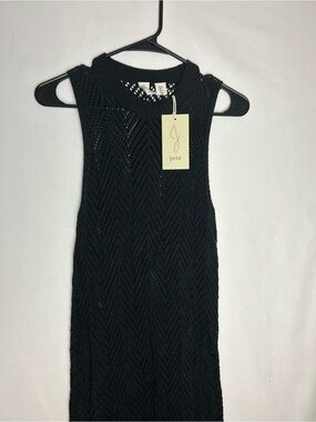 Joie Black Sleeveless Knit Chevron Dress